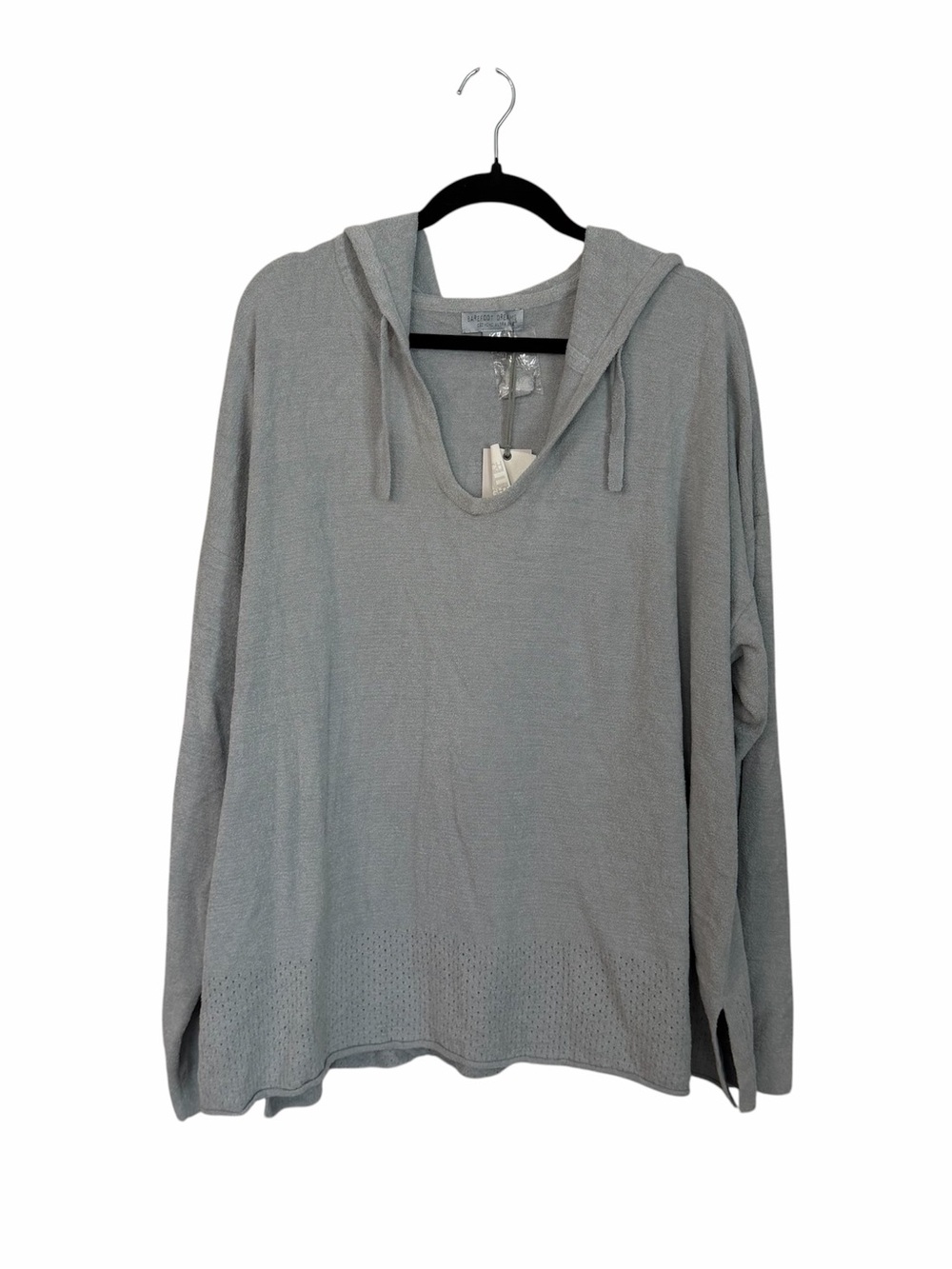 Barefoot Dreams CozyChic Ultra Lite Blue Water Hooded V-Neck Pullover Sz 3X NWT
